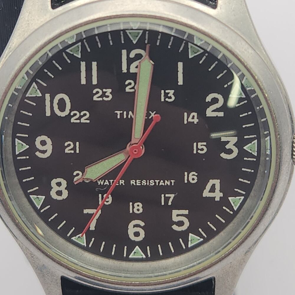 Timex J. Crew Circa 2008 Quartz Military Field Wristwatch Black Dial New Battery